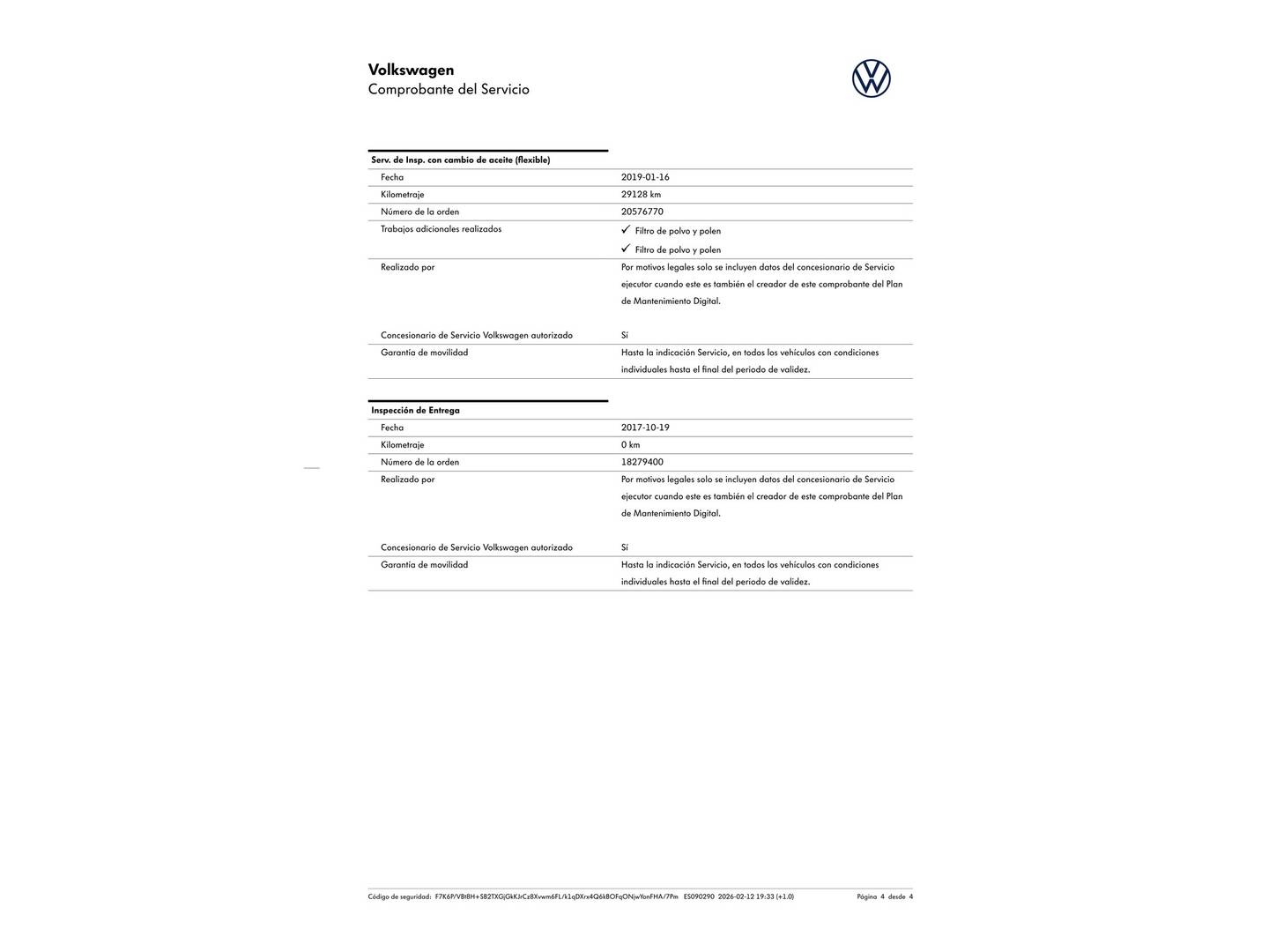 Foto del mantenimiento del Volkswagen Golf Volkswagen Golf Advance 1.4 TSI (125 CV) DSG