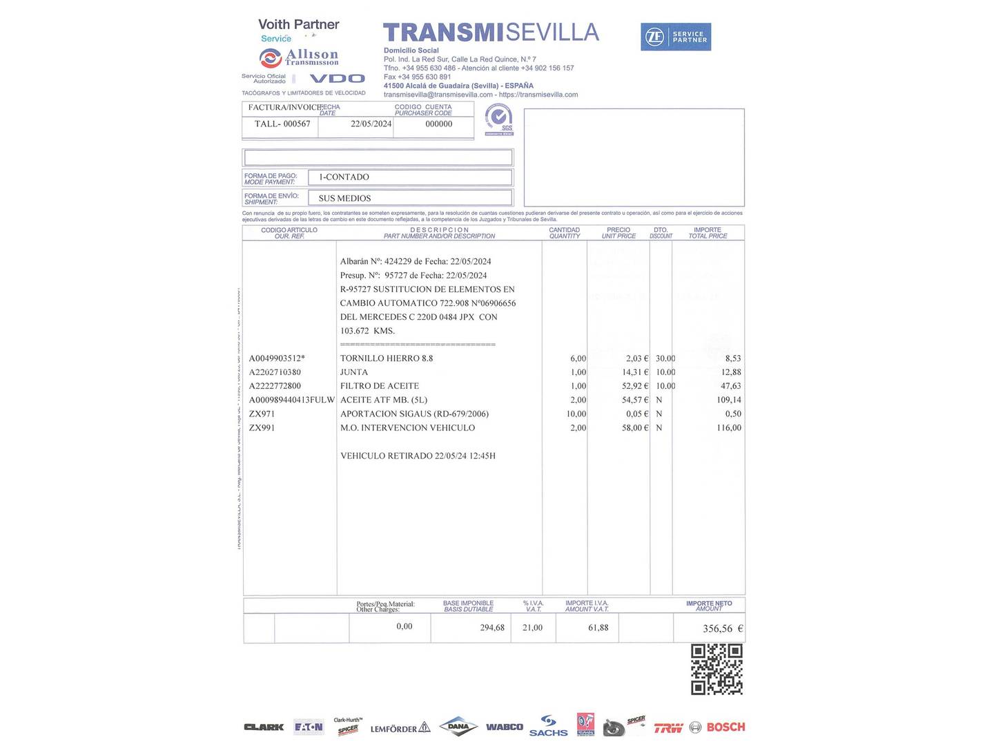 Foto del mantenimiento del Mercedes Clase C Mercedes-Benz Clase C 220 d  (170 CV)