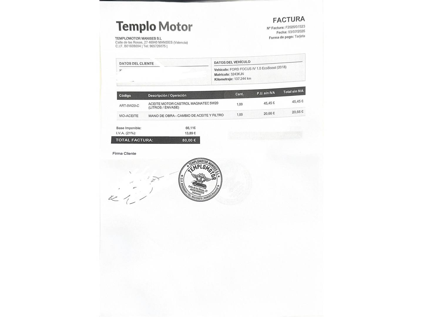 Foto del mantenimiento del Ford Focus Ford Focus 1.0 Ecoboost S&S Trend+ (125 CV)