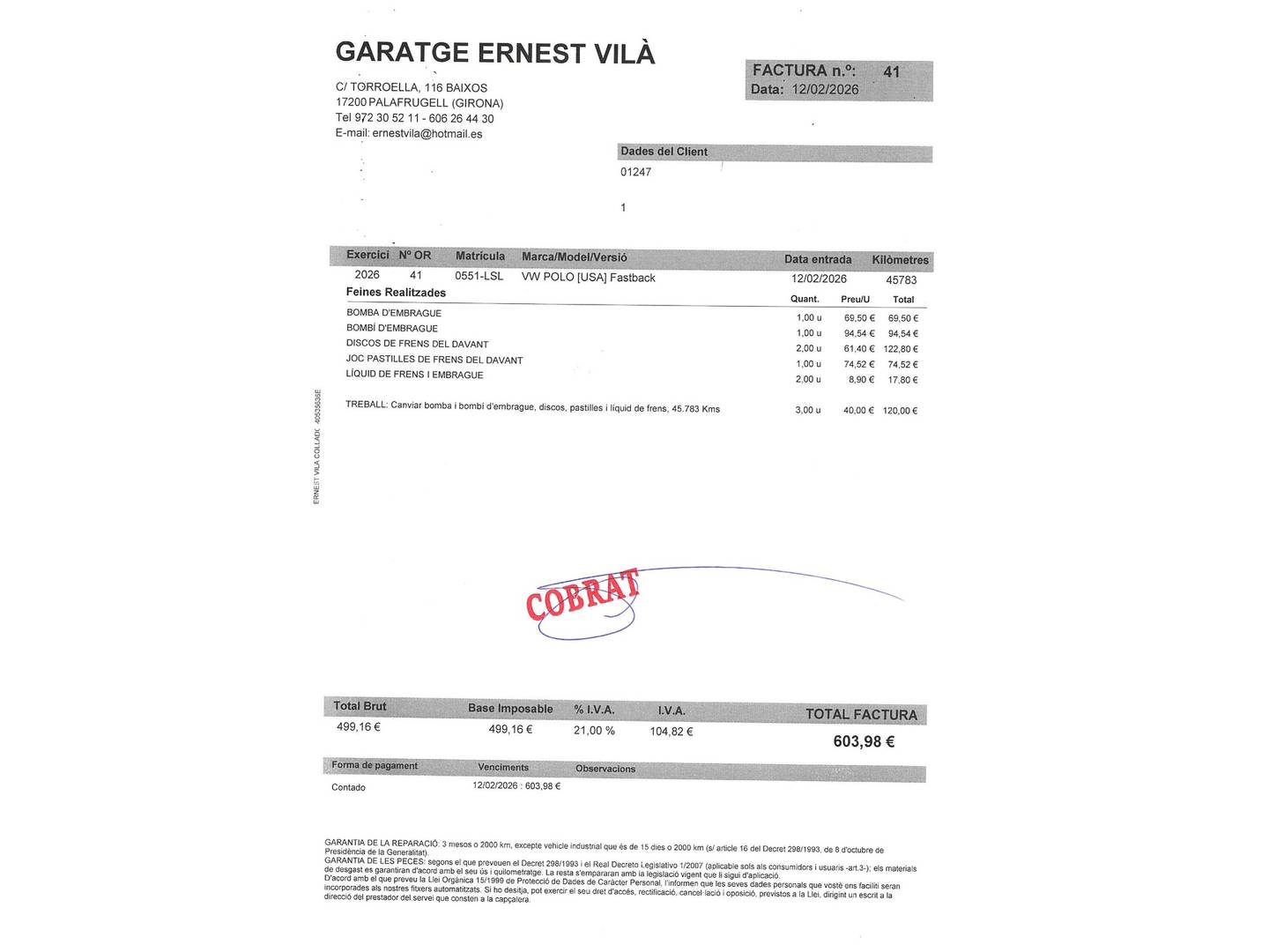 Foto del mantenimiento del Volkswagen Polo Volkswagen Polo Advance 1.0 TSI (95 CV)
