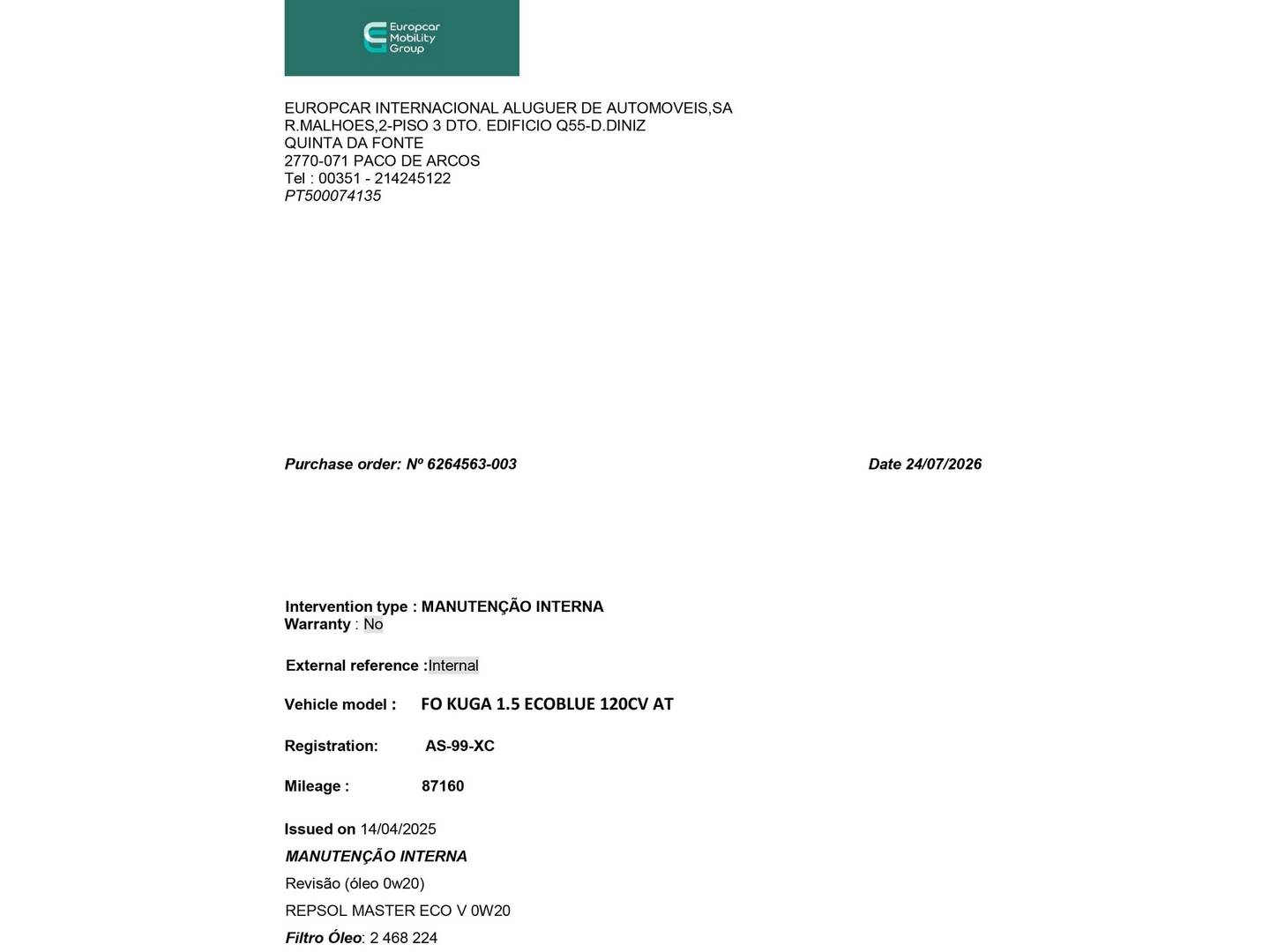 Foto del mantenimiento del Ford Kuga Ford Kuga 1.5 EcoBlue ST-Line Auto (120 CV)