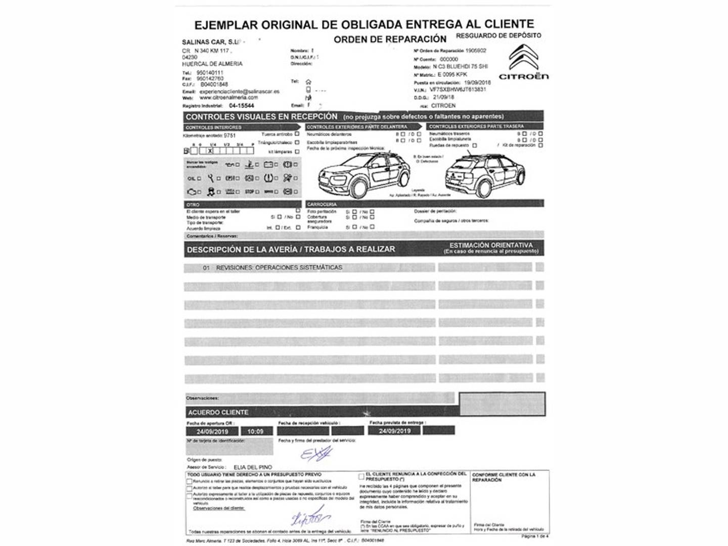 Foto del mantenimiento del Citroën C3 Citroën C3 BlueHDi S&S (75 CV)