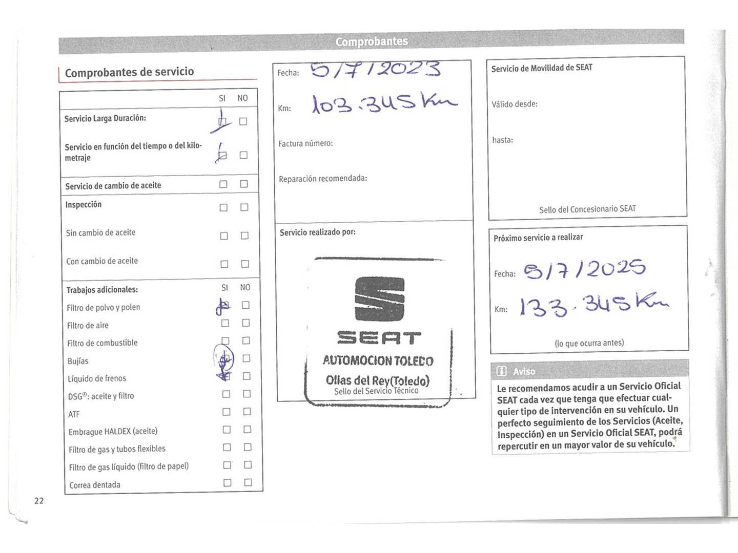 Foto del mantenimiento del Seat León Seat León ST 1.6 TDI S&S Style (115 CV)