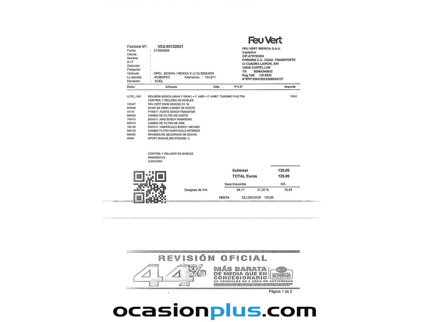 Foto del mantenimiento del Opel Mokka Opel Mokka 1.4 Turbo Selective 4x2  (140 CV)