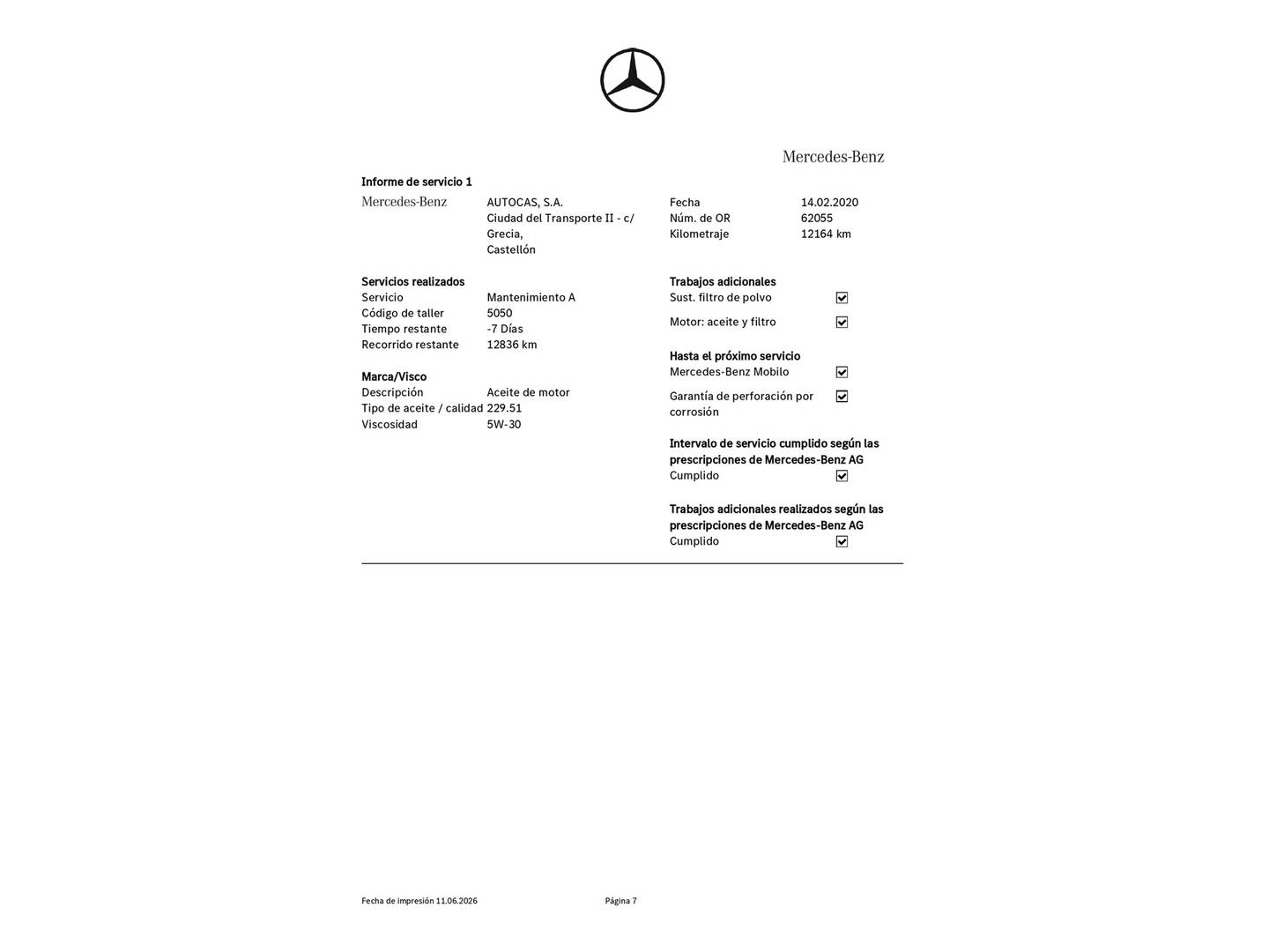 Foto del mantenimiento del Mercedes Clase C Mercedes Clase C Coupe 300 (258 CV)