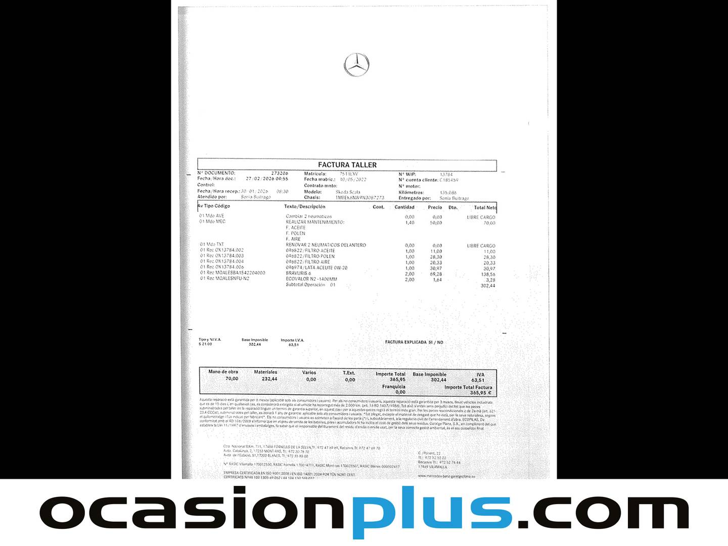 Foto del mantenimiento del Skoda Scala Skoda Scala 1.5 TSI Montecarlo (150 CV)