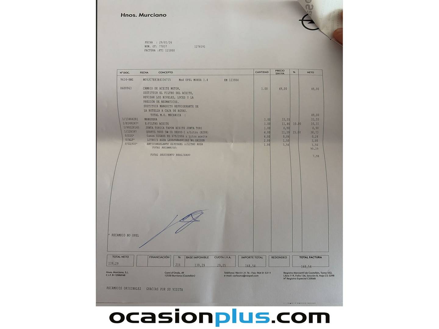 Foto del mantenimiento del Opel Mokka X Opel Mokka X 1.4 Turbo S&S 120 Aniversario 4X2 (140 CV)