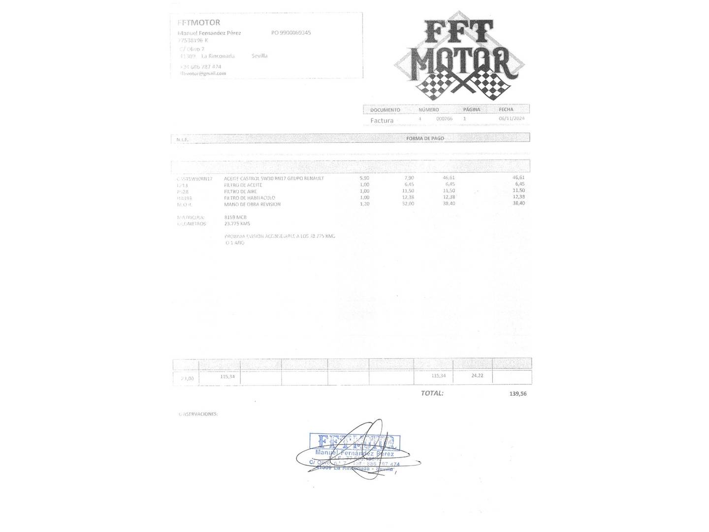 Foto del mantenimiento del Dacia Duster Dacia Duster Prestige Blue dCi (115 CV) 4X2