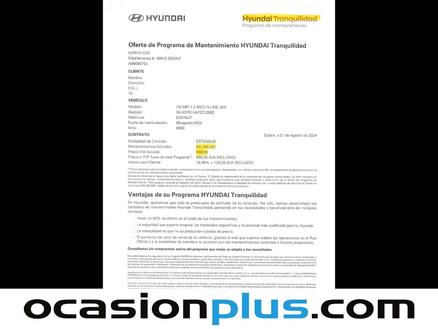 Foto del mantenimiento del Hyundai i10 Hyundai i10 1.2 N Line 30 Aniversario (84 CV)