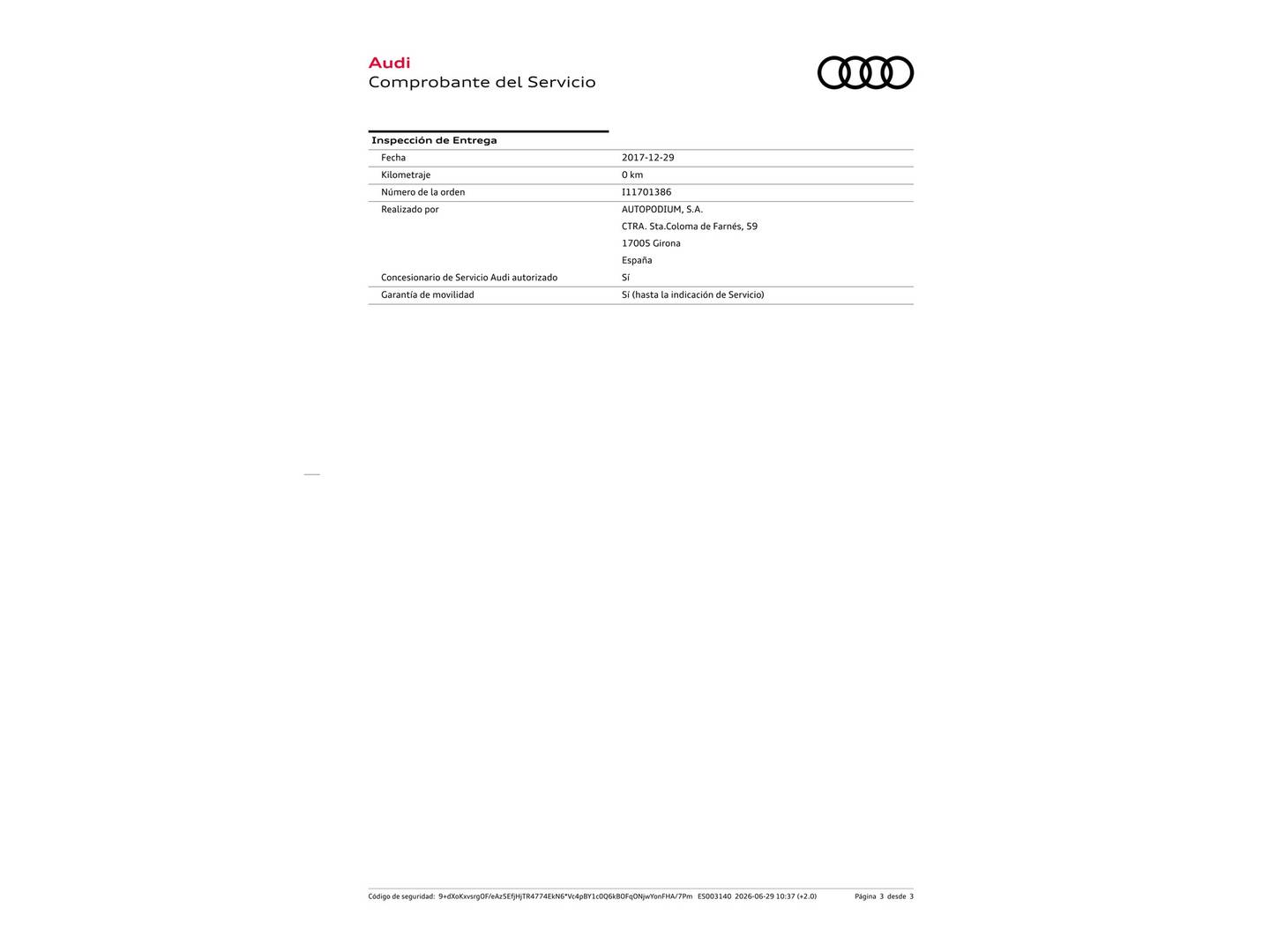 Foto del mantenimiento del Audi A3 Audi A3 Sportback S line edition 2.0 TDI (150 CV) S tronic