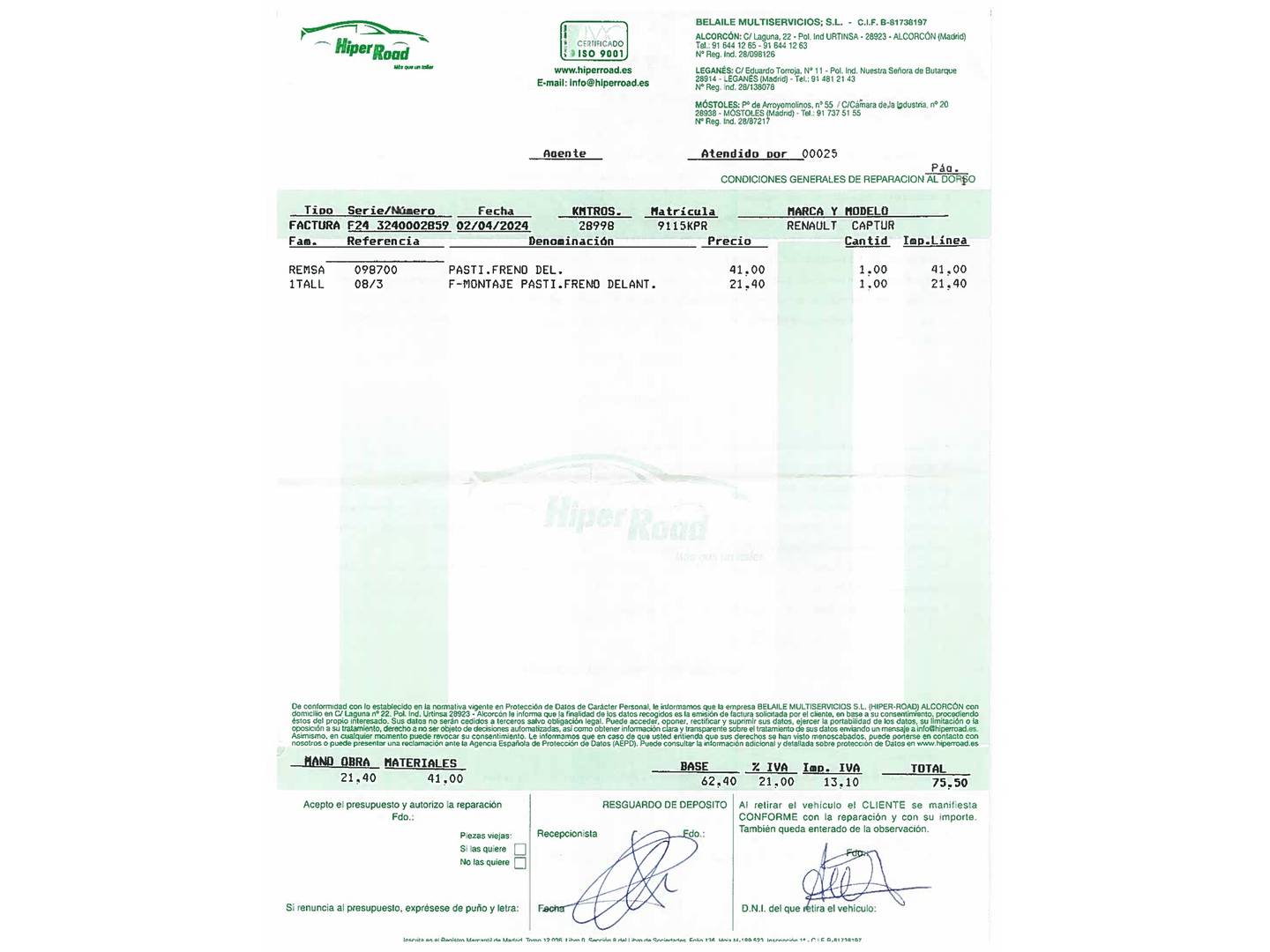 Foto del mantenimiento del Renault Captur Renault Captur Zen Energy TCe (90 CV)