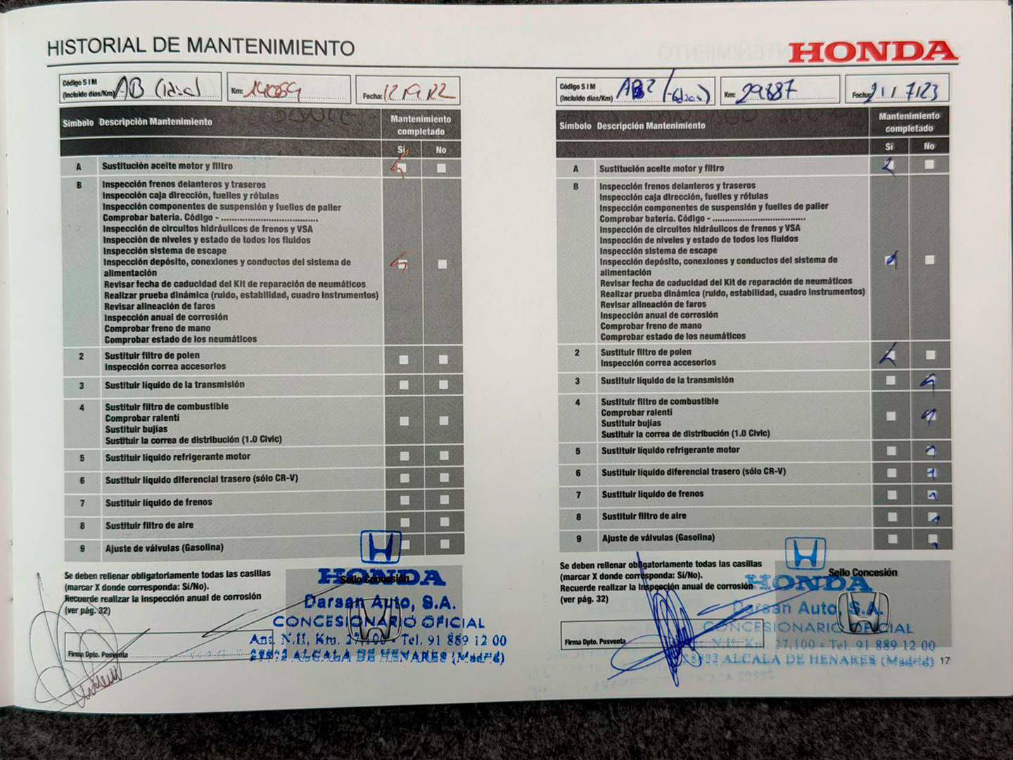 Foto del mantenimiento del Honda Civic Honda Civic 1.0 I-VTEC TURBO Elegance Navi (126 CV)