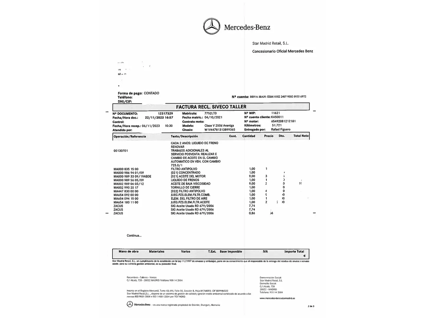 Foto Mercedes Clase V Mercedes-Benz Clase V V 250 d Avantgarde Largo (190 CV) 7 Plazas