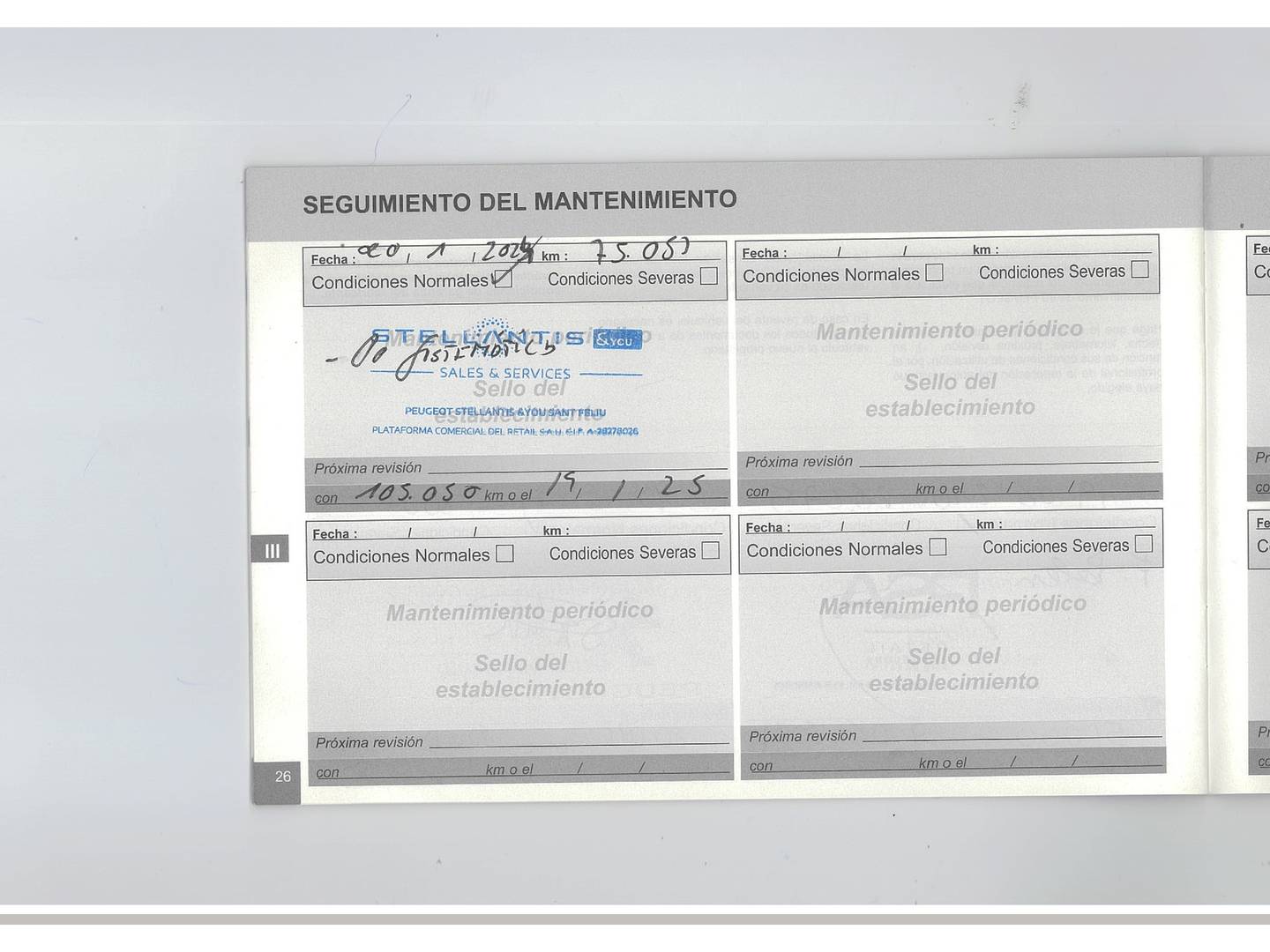 Foto del mantenimiento del Peugeot Rifter Peugeot Rifter BlueHDi 100 Access Standard (100 CV)