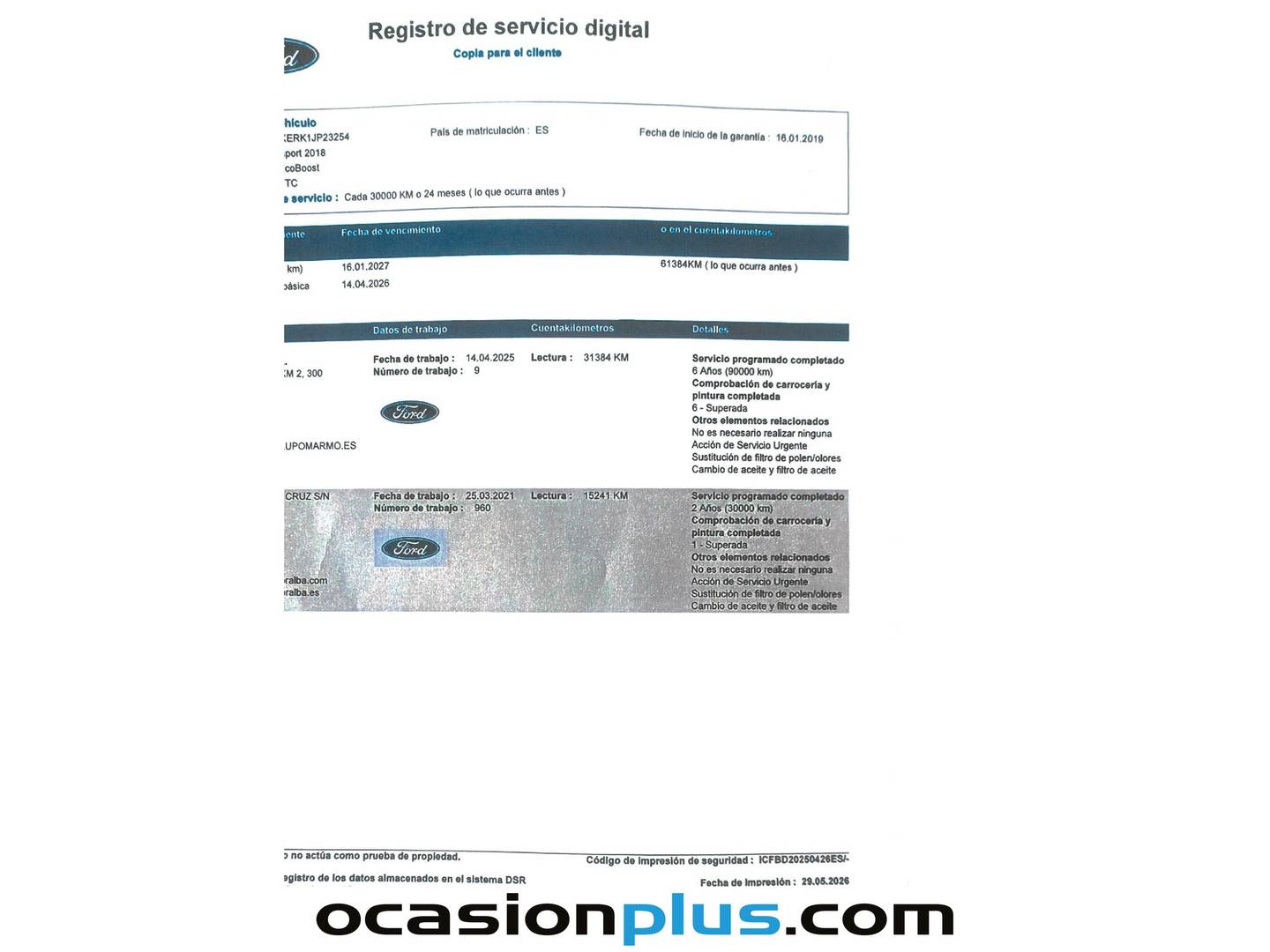 Foto del mantenimiento del Ford EcoSport Ford EcoSport 1.0 EcoBoost S&S Titanium Auto (125 CV)
