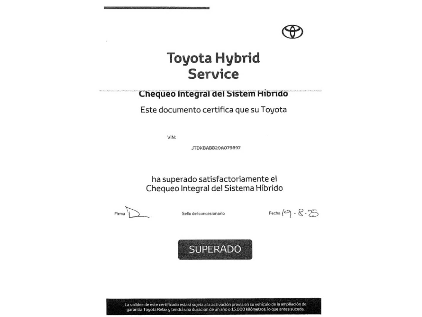 Foto del mantenimiento del Toyota Yaris Cross Toyota Yaris Cross 120H Style (116 CV)