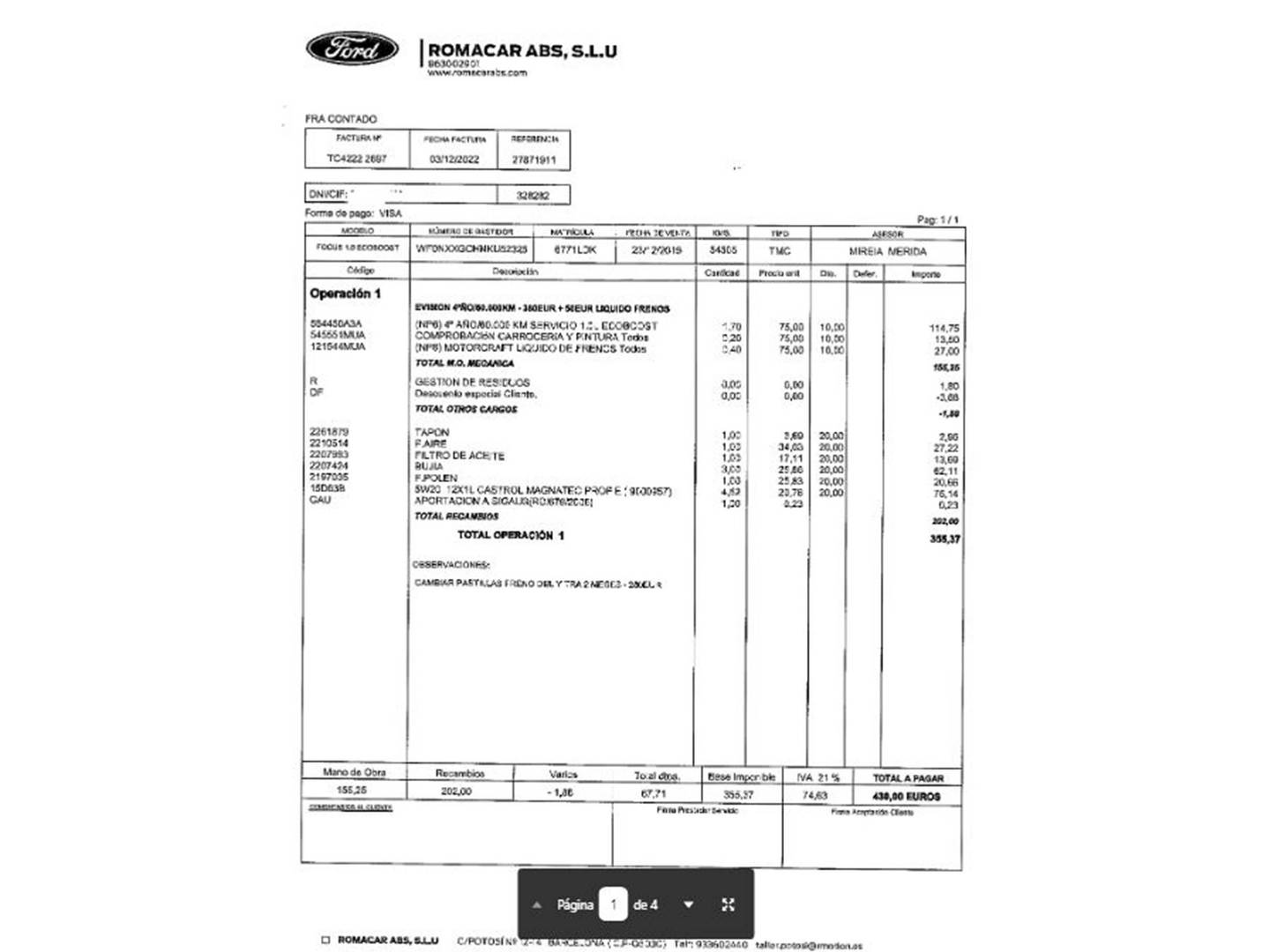 Foto del mantenimiento del Ford Focus Ford Focus 1.0 Ecoboost S&S ST-Line (125 CV)