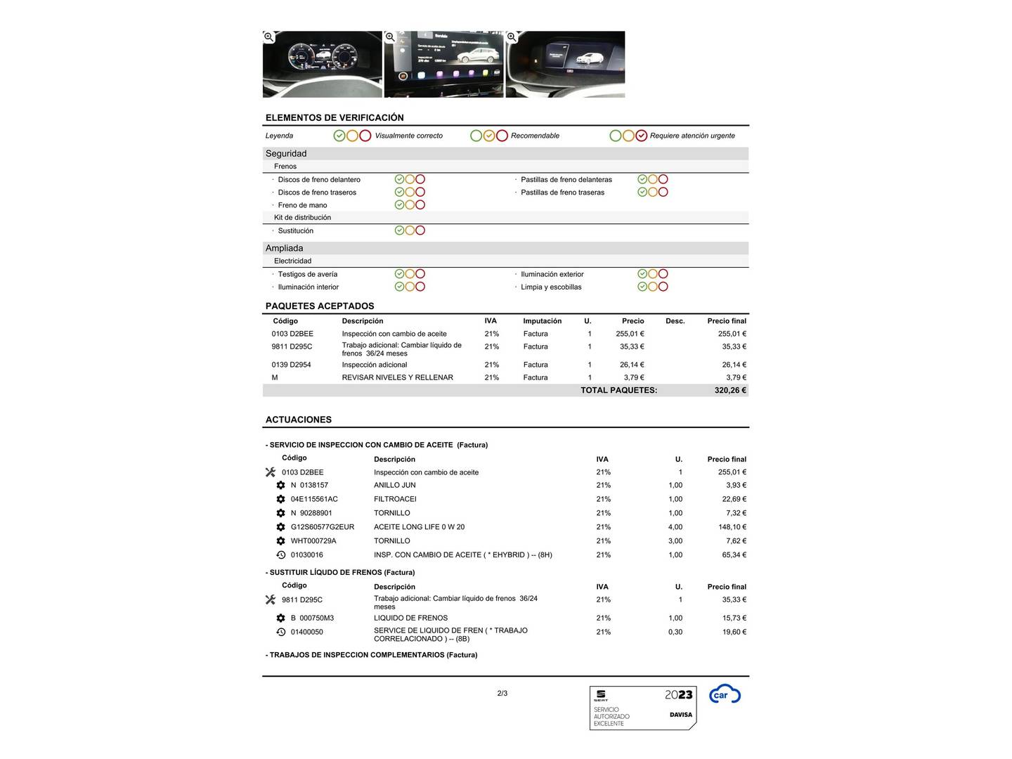 Foto del mantenimiento del Seat León Seat León ST 1.4 e-Hybrid S&S FR Go XL DSG (204 CV)