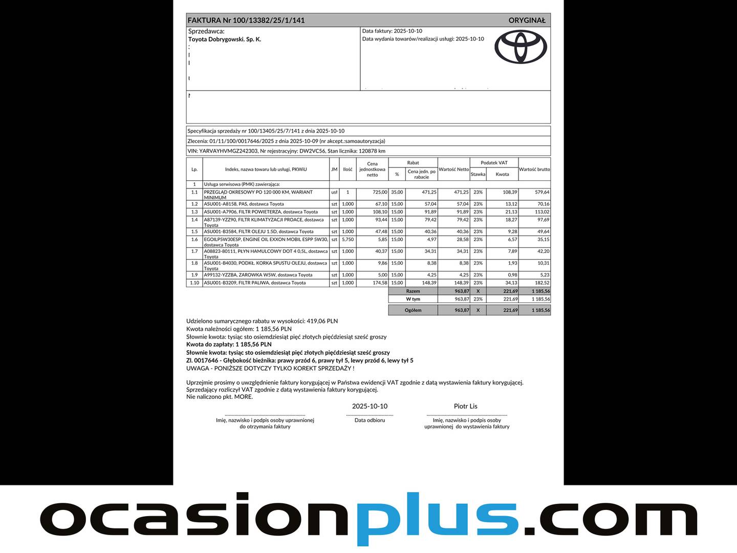 Foto del mantenimiento del Toyota Proace Verso Toyota Proace Verso 1.5D Shuttle VX L2 (120 CV) 9Plazas