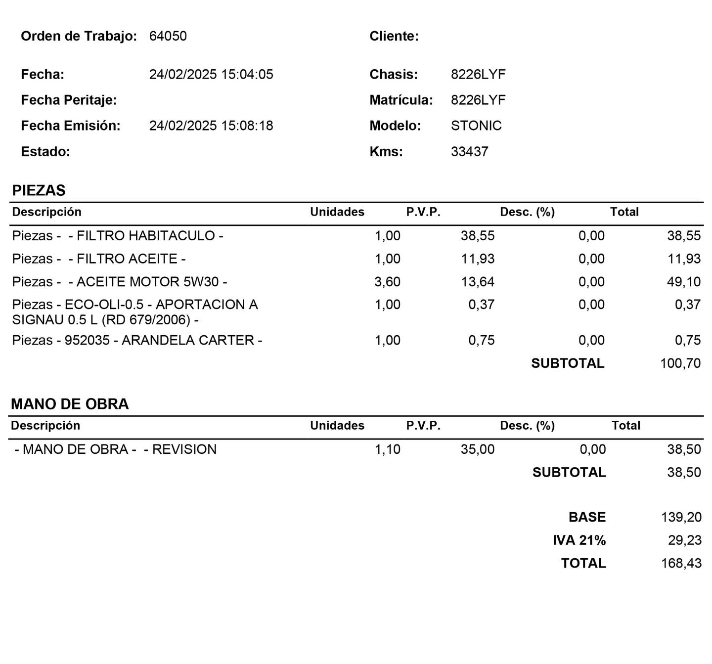 Foto del mantenimiento del KIA Stonic KIA Stonic 1.0 T-GDi MHEV Concept Plus (100 CV)