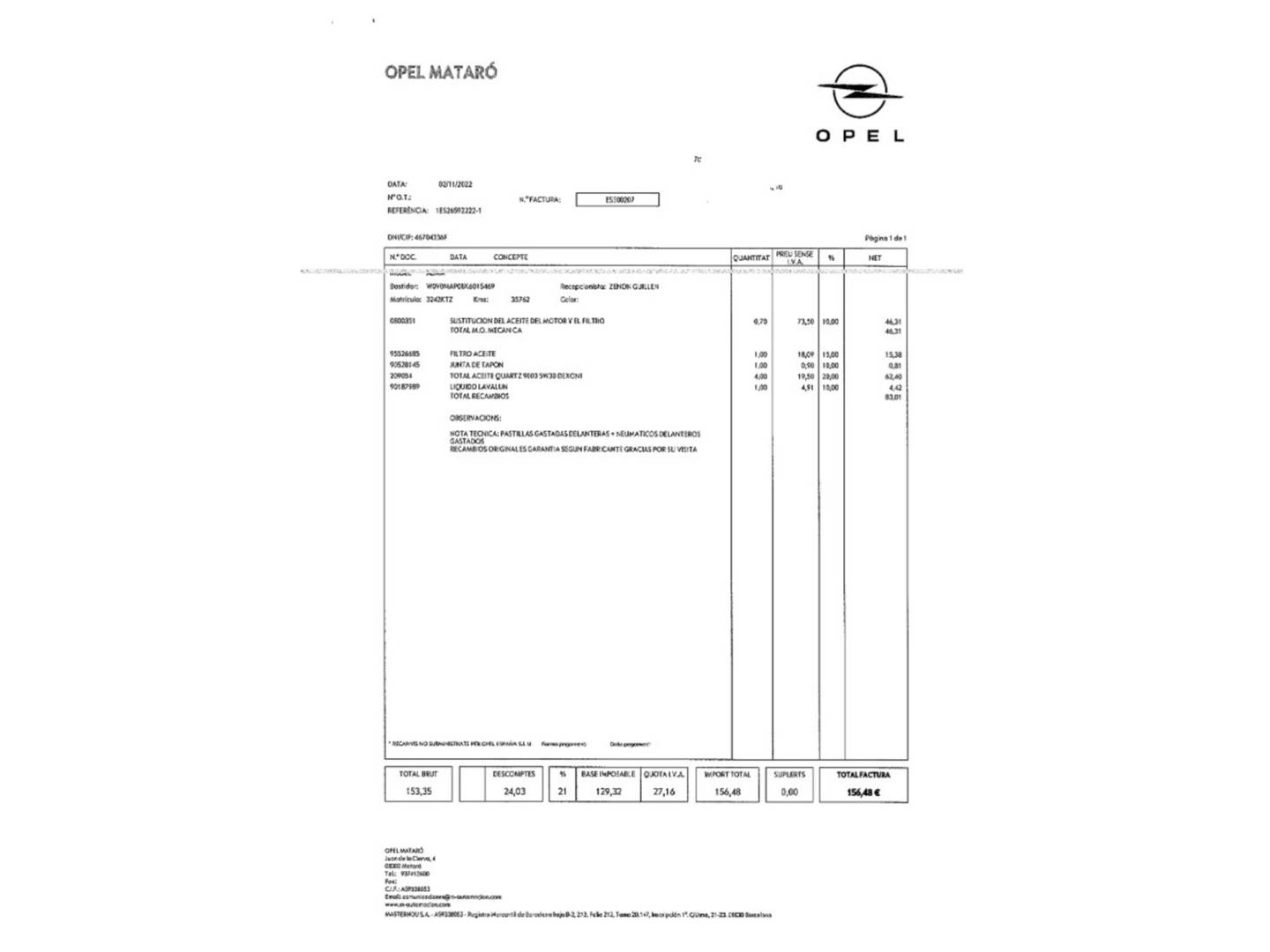 Foto del mantenimiento del Opel Adam Opel Adam 1.4 XEL Glam (87 CV)