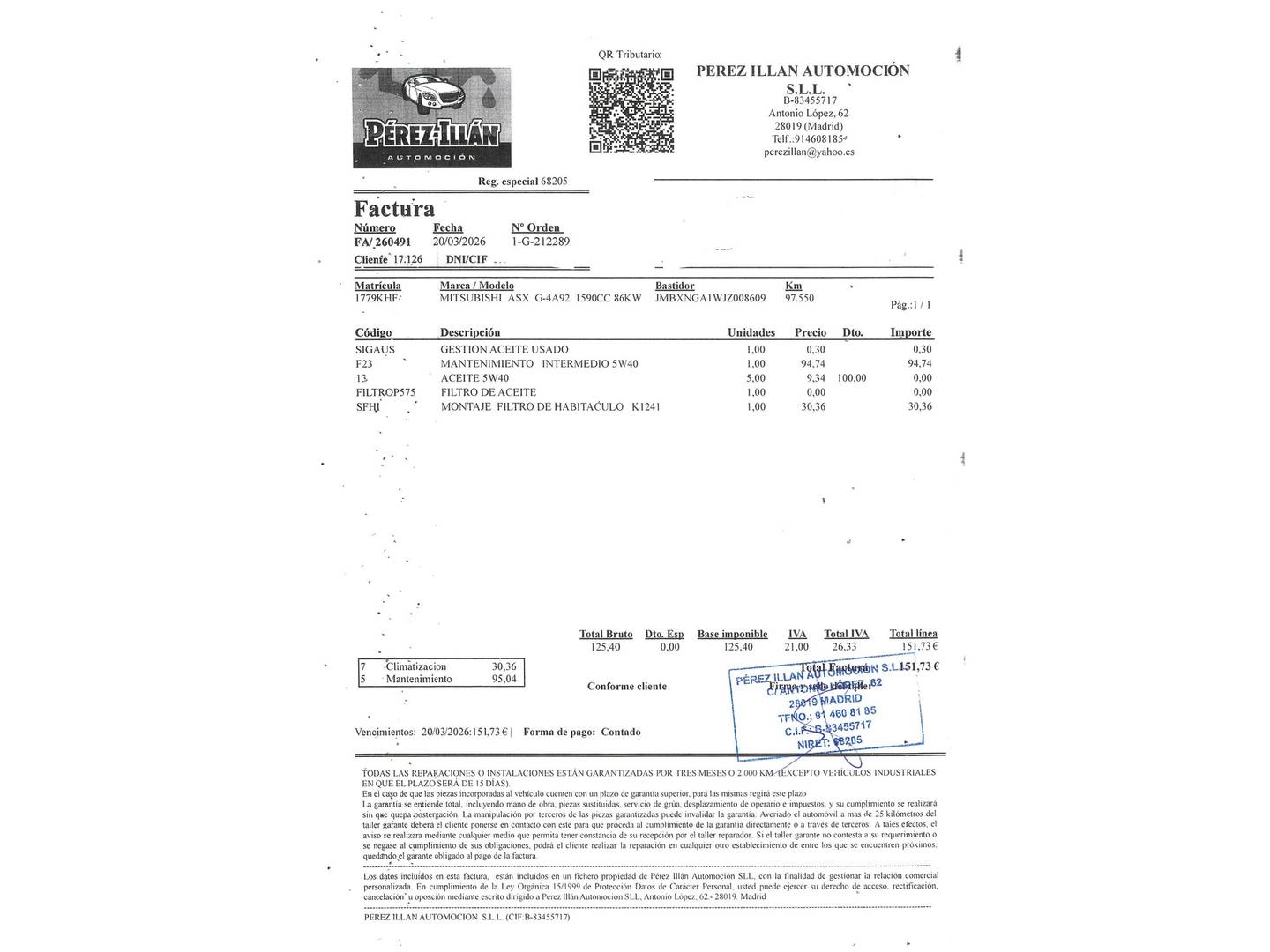 Foto del mantenimiento del Mitsubishi ASX Mitsubishi ASX 160 MPI Motion (117 CV)
