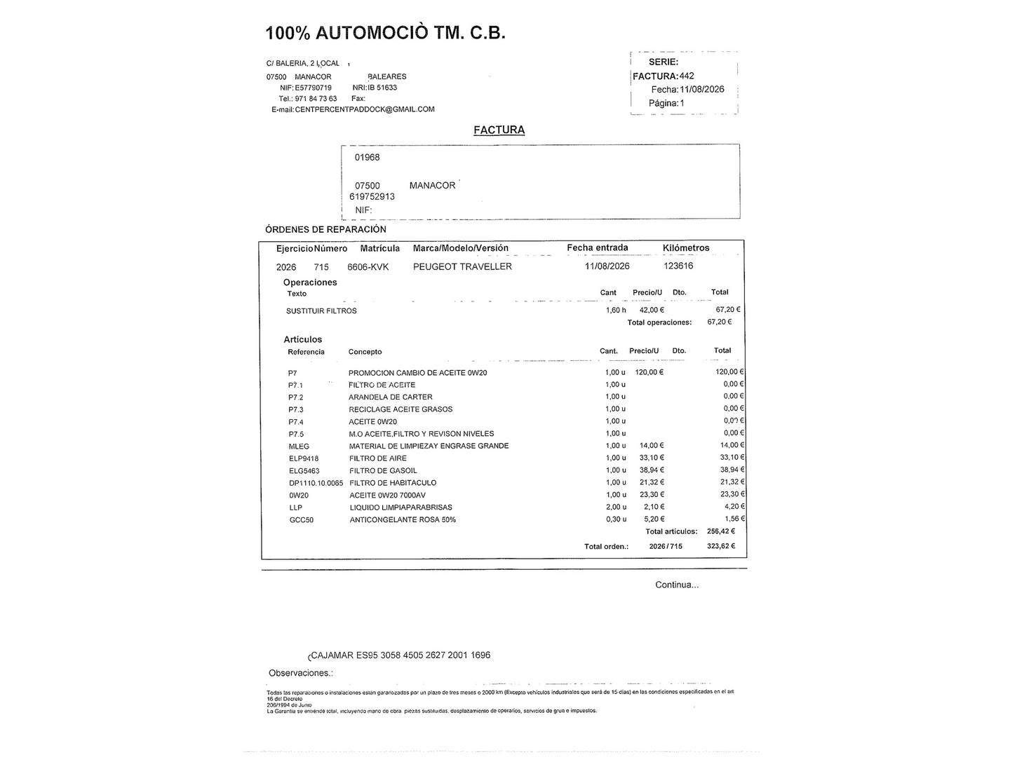 Foto del mantenimiento del Peugeot Traveller Peugeot Traveller 2.0 BlueHDi Allure Standard (150 CV) 8 Plazas