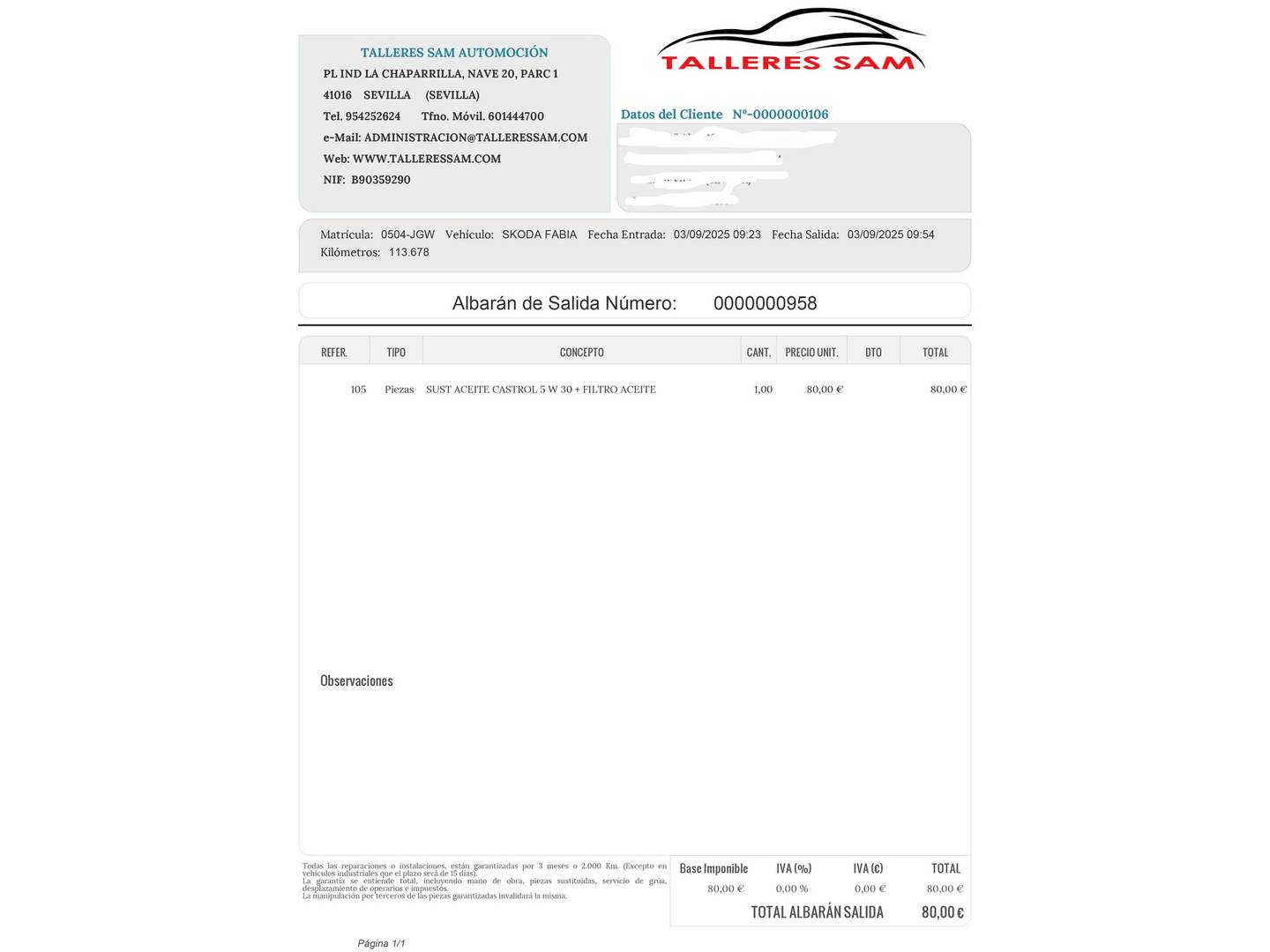 Foto del mantenimiento del Skoda Citigo Skoda Citigo 1.0 MPI Ambition (60 CV)