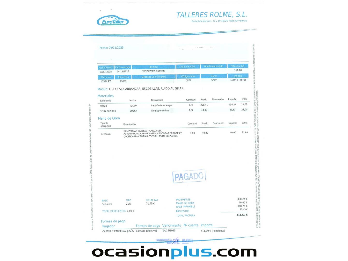 Foto del mantenimiento del Seat León SEAT León 2.0 TDI S&S FR Fast Edition (150 CV)