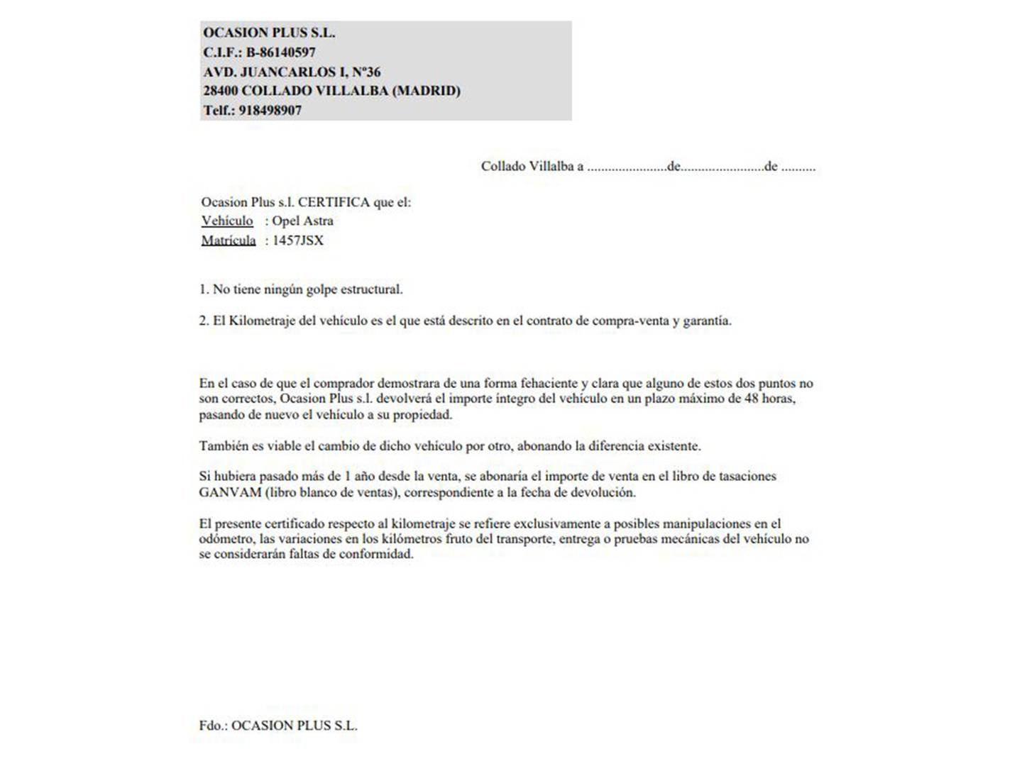 Foto del certificado del Opel Astra Opel Astra 1.4 Turbo S&S Excellence Auto (150 CV)
