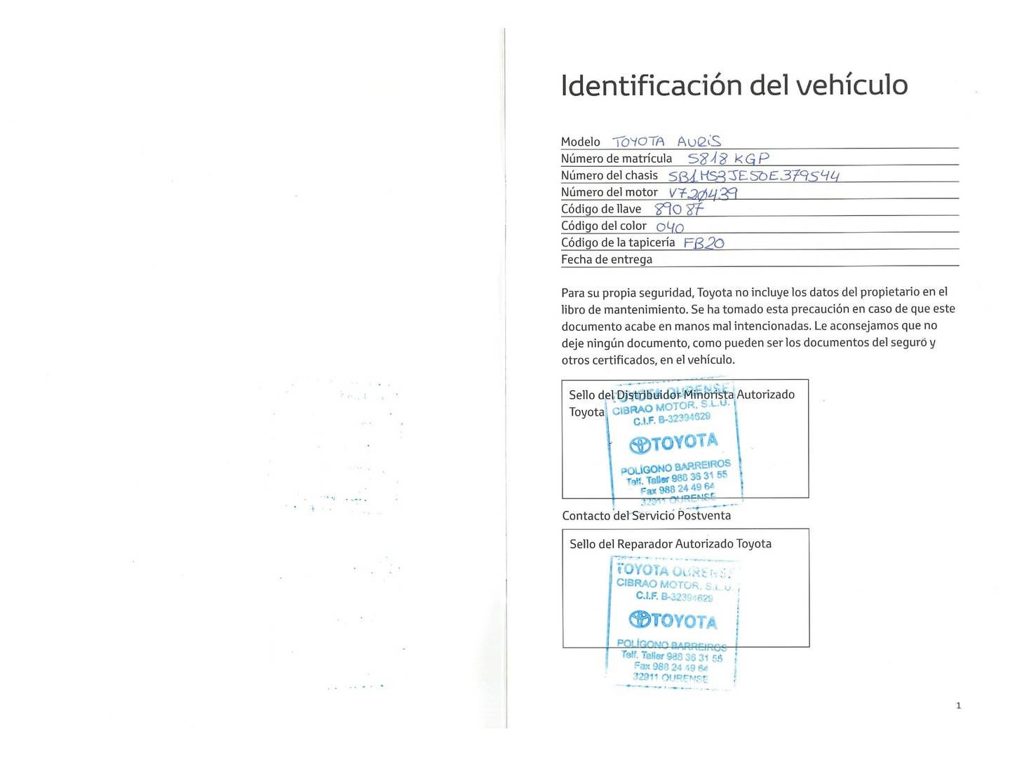 Foto del mantenimiento del Toyota Auris Toyota Auris 1.8 Hybrid Active (136 CV)
