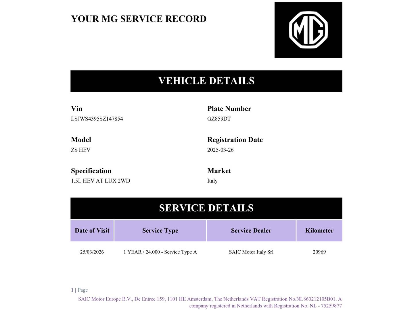 Foto del mantenimiento del MG ZS MG ZS 1.5 Hybrid+ Luxury (197 CV)