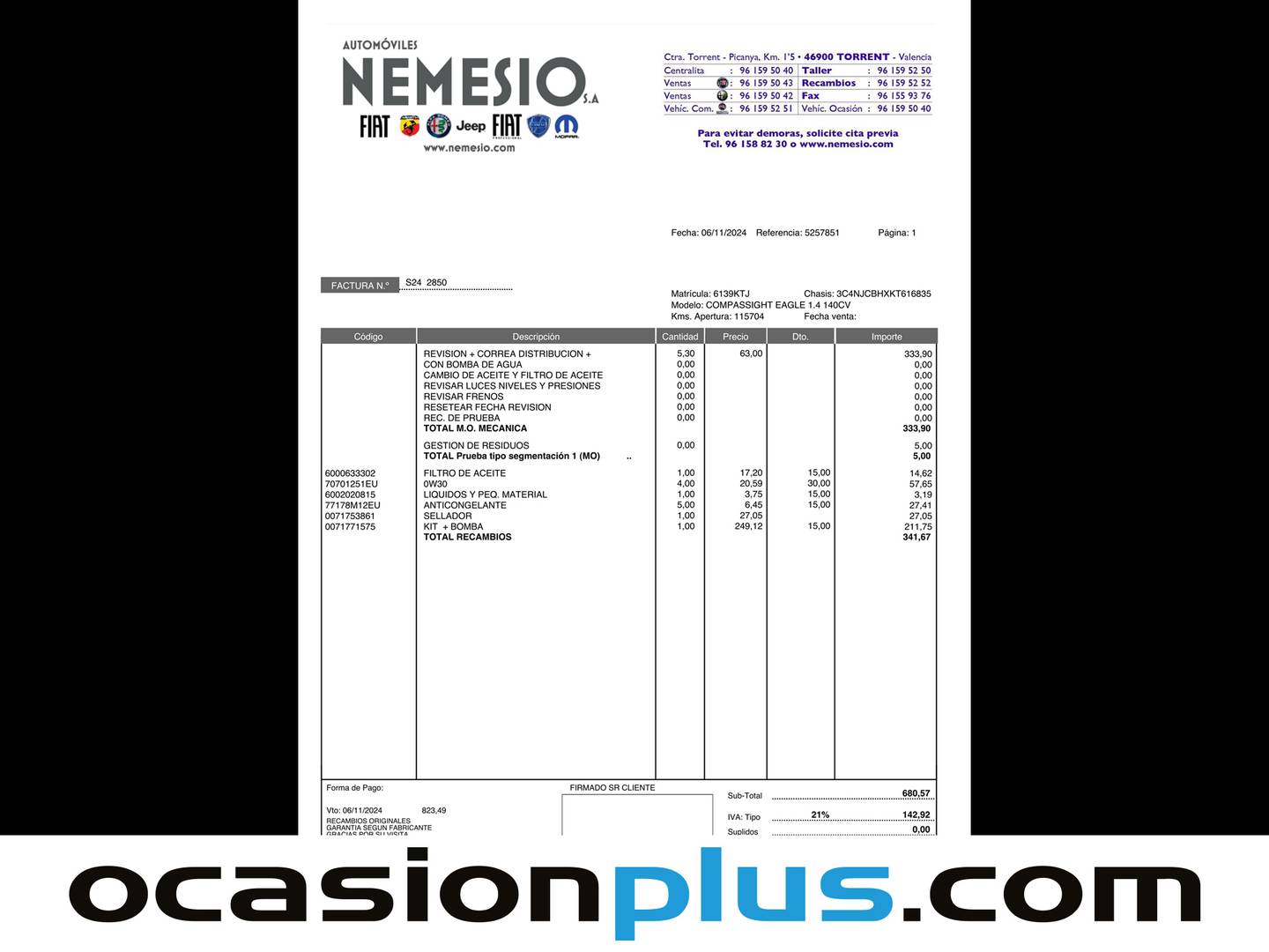 Foto del mantenimiento del Jeep Compass Jeep Compass 1.4 Multiair Night Eagle 4x2 (140 CV)