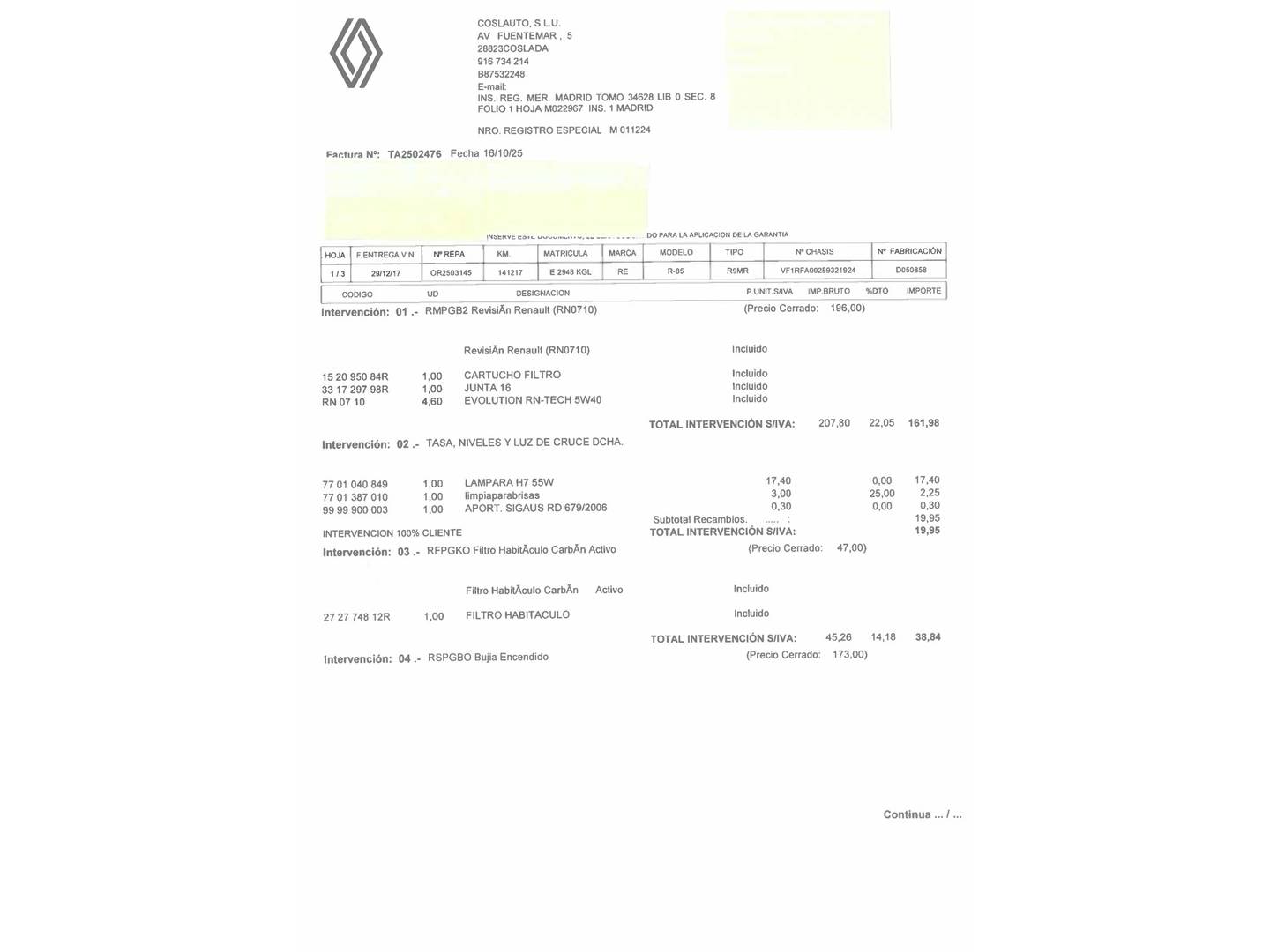 Foto del mantenimiento del Renault Grand Scénic Renault Grand Scenic Zen TCe (130 CV) 7 Plazas