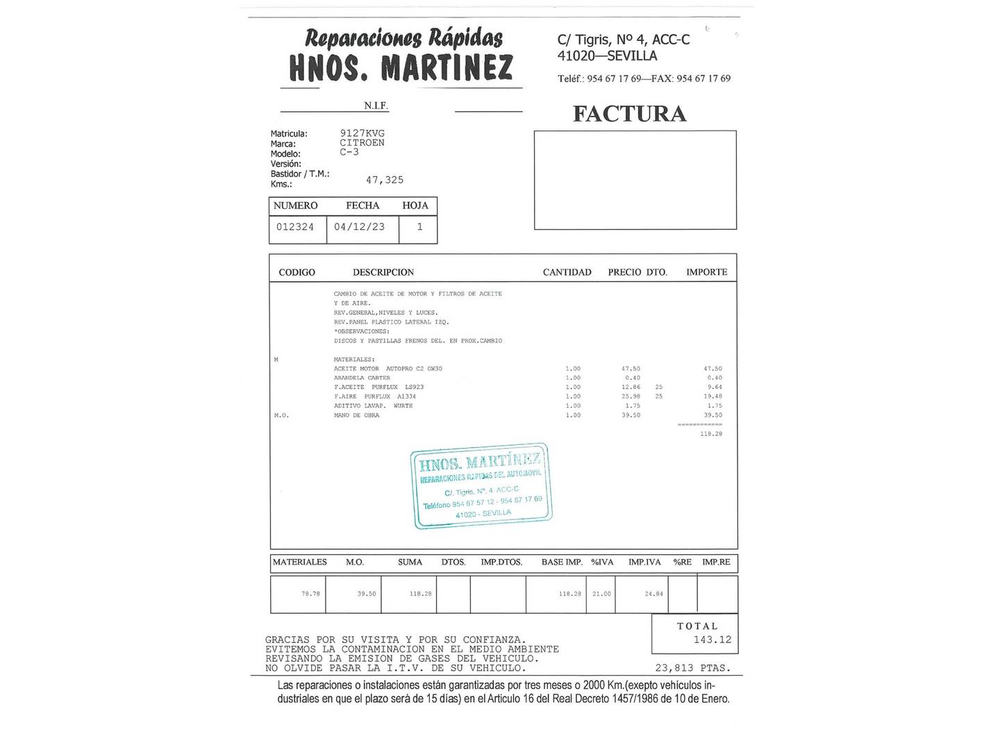 Foto del mantenimiento del Citroën C3 Citroën C3 PureTech 82 Feel (83 CV)