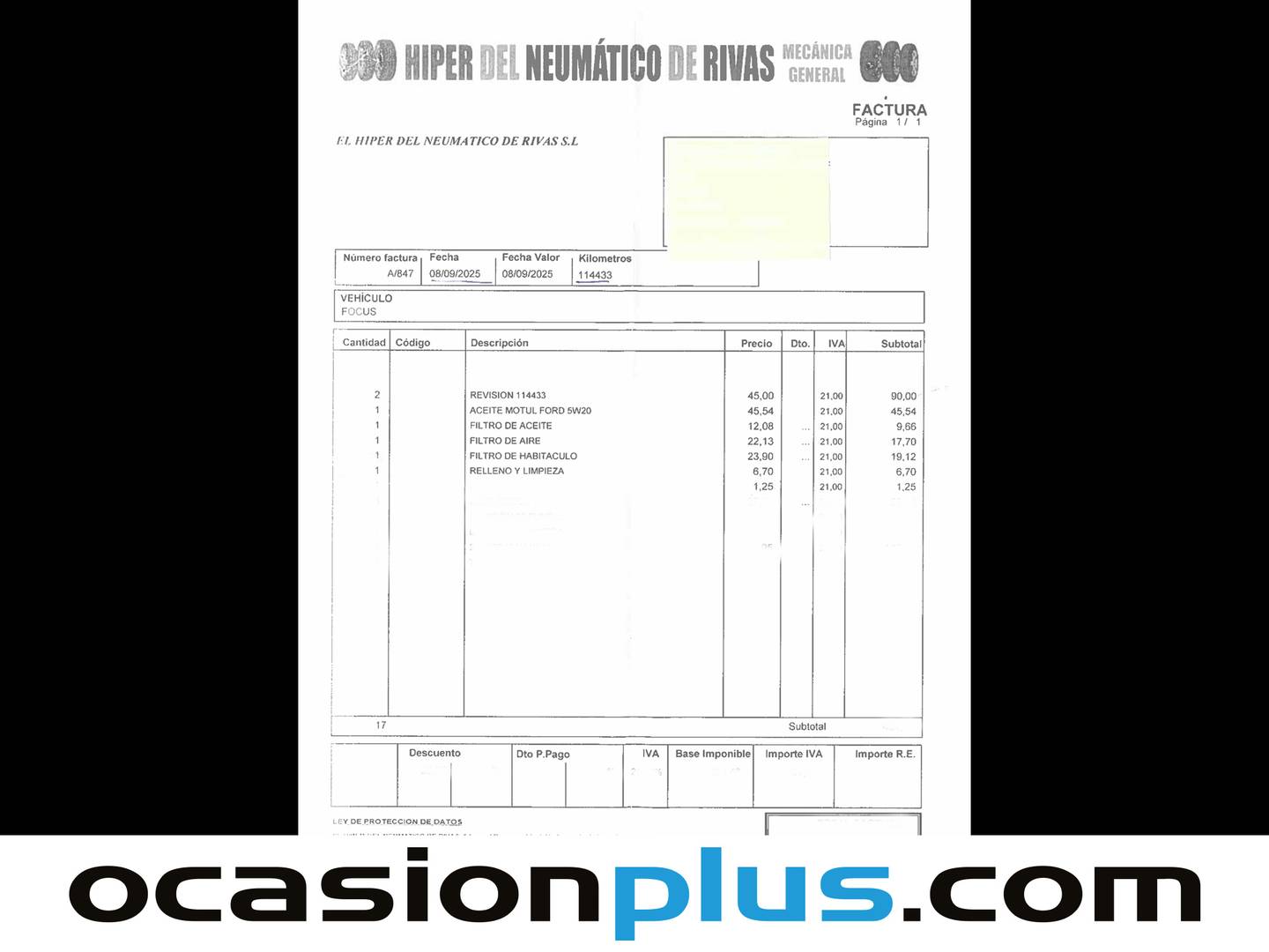 Foto del mantenimiento del Ford Focus Ford Focus 1.5 Ecoboost ST-Line (150 CV)