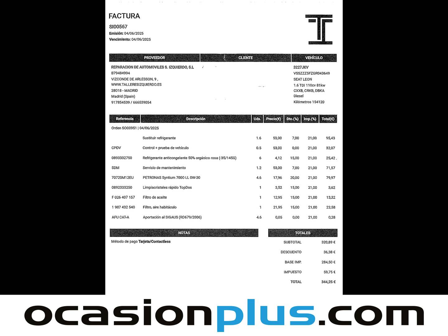 Foto del mantenimiento del Seat León SEAT León ST 1.6 TDI S&S X-perience 2Drive (110 CV)