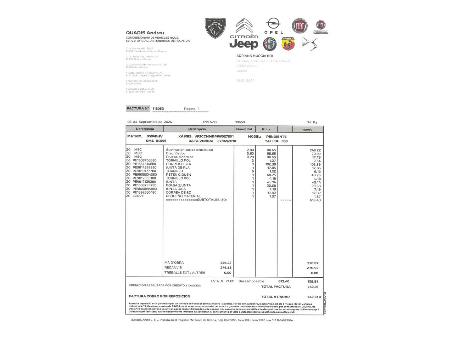 Foto del mantenimiento del Peugeot 208 Peugeot 208 PureTech 82 Style (82 CV)
