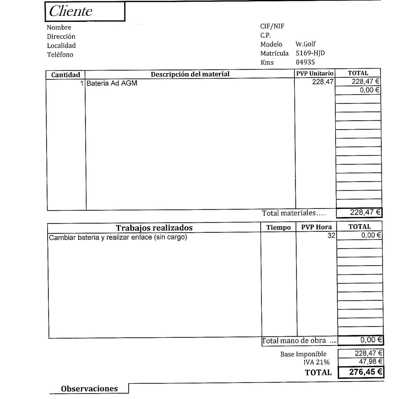 Foto del mantenimiento del Volkswagen Golf Volkswagen Golf Advance 1.6 TDI BMT (105 CV) DSG