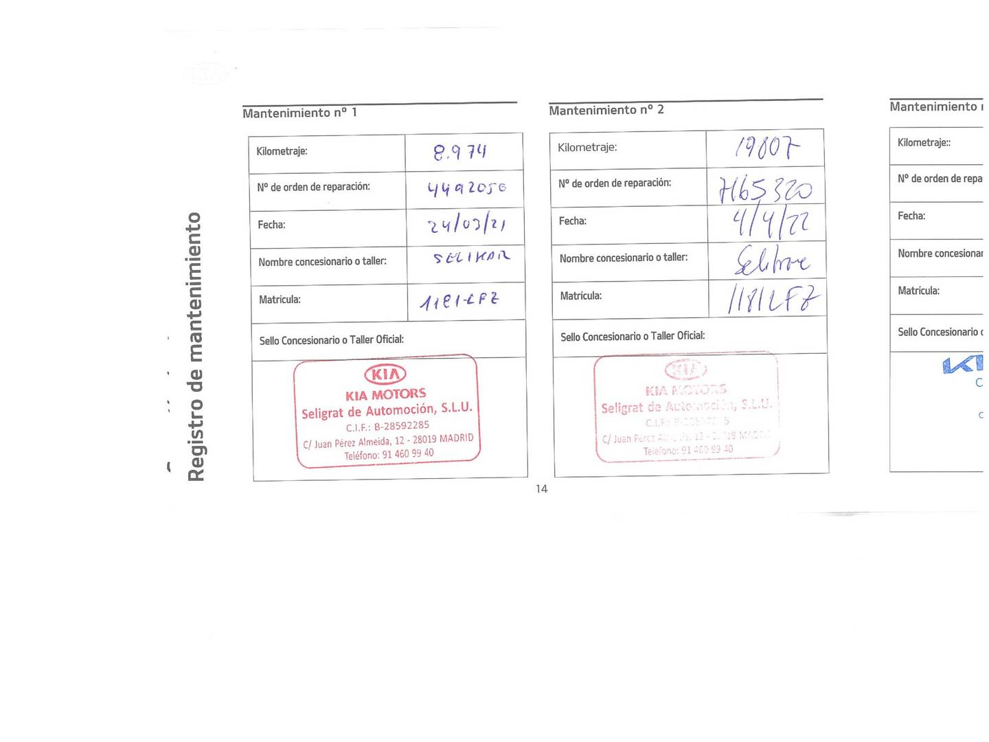 Foto del mantenimiento del KIA XCeed KIA XCeed 1.0 T-GDi Tech (120 CV)