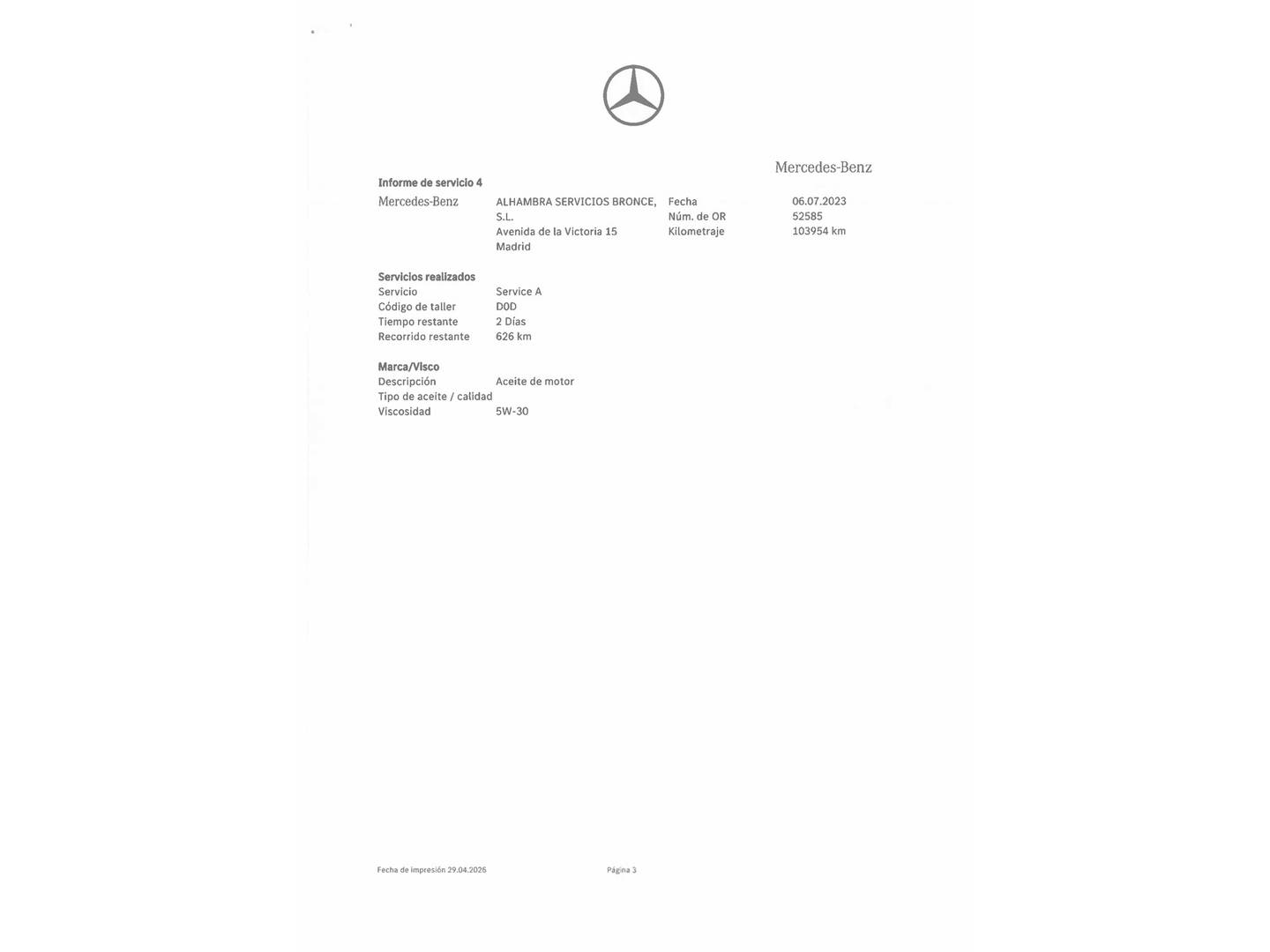Foto del mantenimiento del Mercedes CLS Mercedes Clase CLS CLS 350 d 4Matic (286 CV) Pack AMG