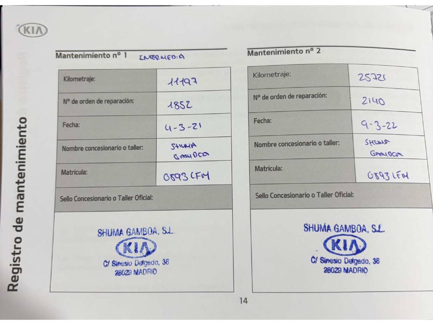 Foto del mantenimiento del KIA Sportage KIA Sportage 1.6 MHEV Drive 4x2 (136 CV)