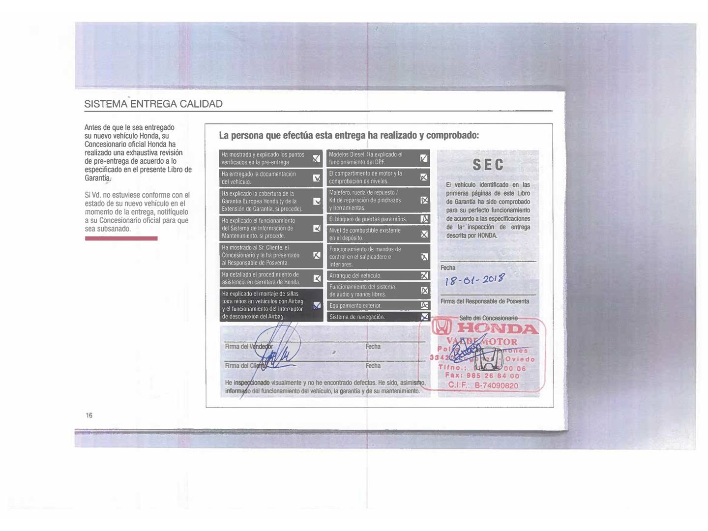 Foto del mantenimiento del Honda Civic Honda Civic 1.5 I-VTEC Turbo Sport CVT (182 CV)