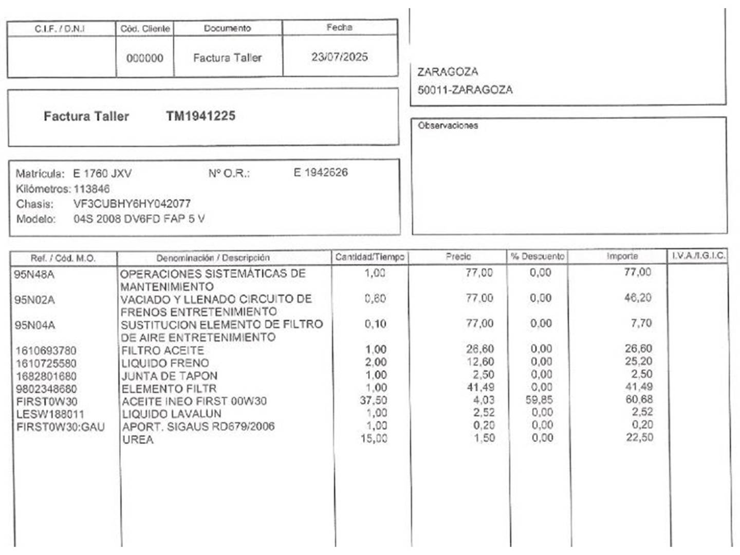 Foto del mantenimiento del Peugeot 2008 Peugeot 2008 BlueHDi 100 Allure (100 CV)
