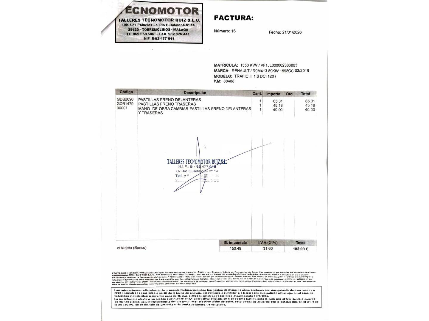 Foto del mantenimiento del Renault Trafic Renault Trafic Combi Energy dCi (120 CV) 9 Plazas