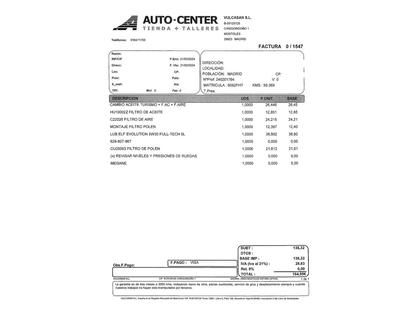 Foto del mantenimiento del Renault Mégane Renault Megane GT Line TCe GPF (160 CV) EDC