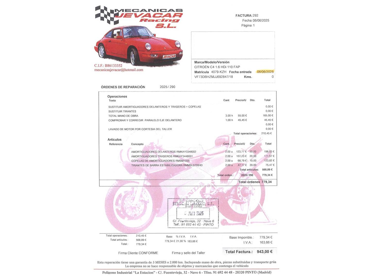 Foto del mantenimiento del Citroën C4 Spacetourer Citroën C4 Spacetourer BlueHDi 120 S&S Rip Curl (120 CV)