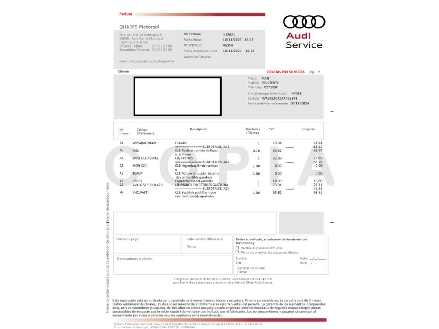 Foto del mantenimiento del Audi Q2 Audi Q2 sport 35 TFSI (150 CV)