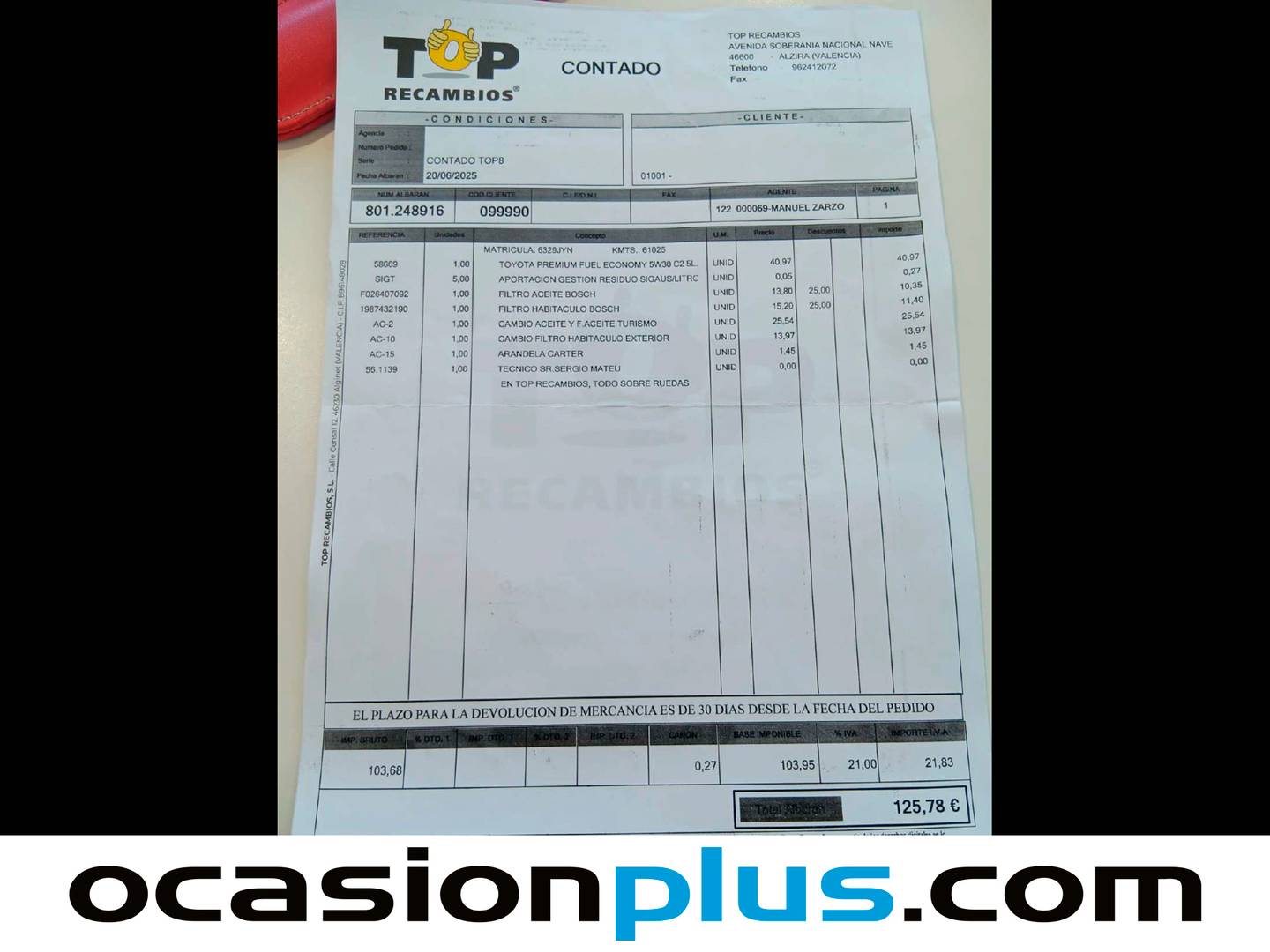 Foto del mantenimiento del Toyota Auris Toyota Auris 1.8 Hybrid Active (136 CV)