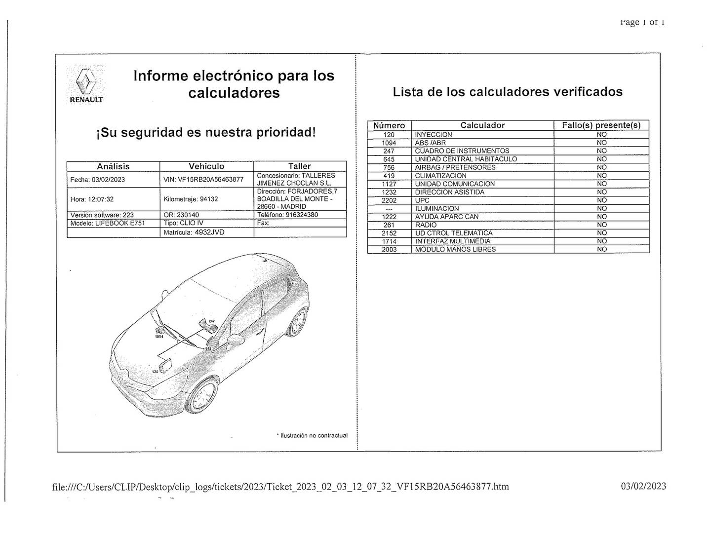 Foto del mantenimiento del Renault Clio Renault Clio Zen Energy TCe (90 CV)